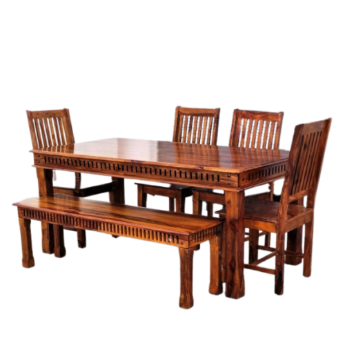 HUNTER DINING TABLE 175 CMS COMBO WITH BENCH AND 4 CHAIRS