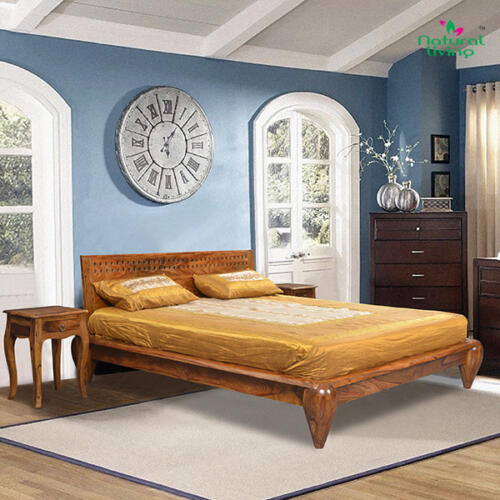 WOODEN LOTUS QUEEN SIZE BED WITH STORAGE