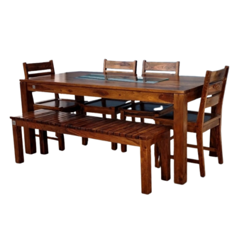 FLORA DINING TABLE 175 CMS COMBO WITH 1 BENCH AND 4 CHAIRS