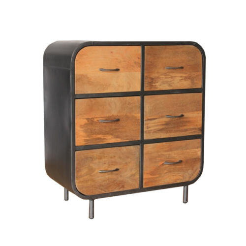 WOOD METAL 6 DRAWERS CABINET