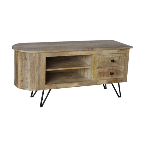 WOOD TV MEDIA UNIT WITH METAL PIN LEGS