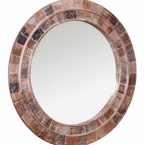 NANDI ROUND WOODEN MIRROR FRAME