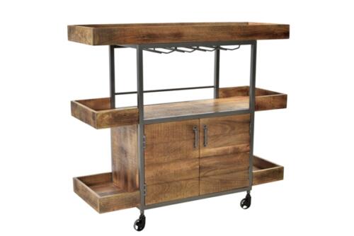 HOUSTON MANGO WOOD WINE TROLLEY