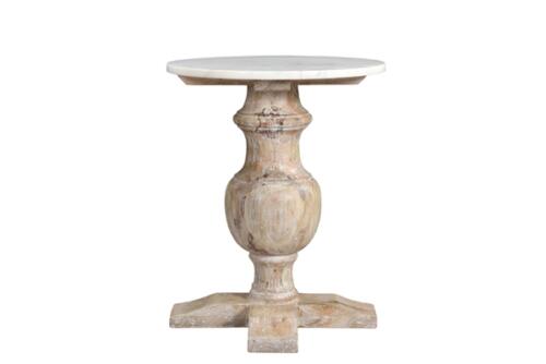 FARMHOUSE END TABLE WITH MARBLE TOP