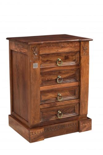 WOODEN 4 DRAWER JOP CARVING BEDSIDE