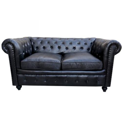 LEATHER SOFA CHESTERFIELD 2 SEATER