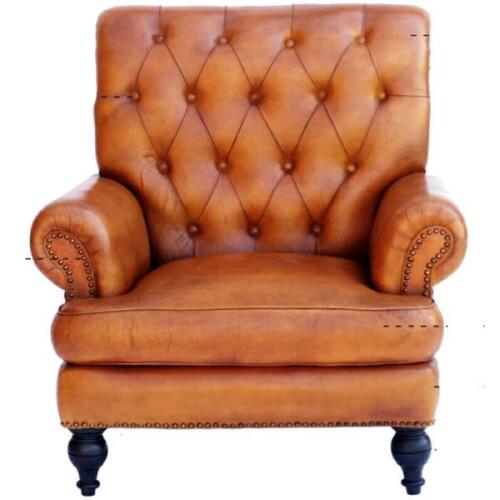 CHESTERFIELD 1 SEATER LEATHER SOFA