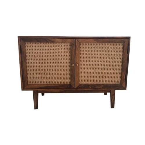 WOODEN CANE 2 DOOR CROCKERY  UNIT